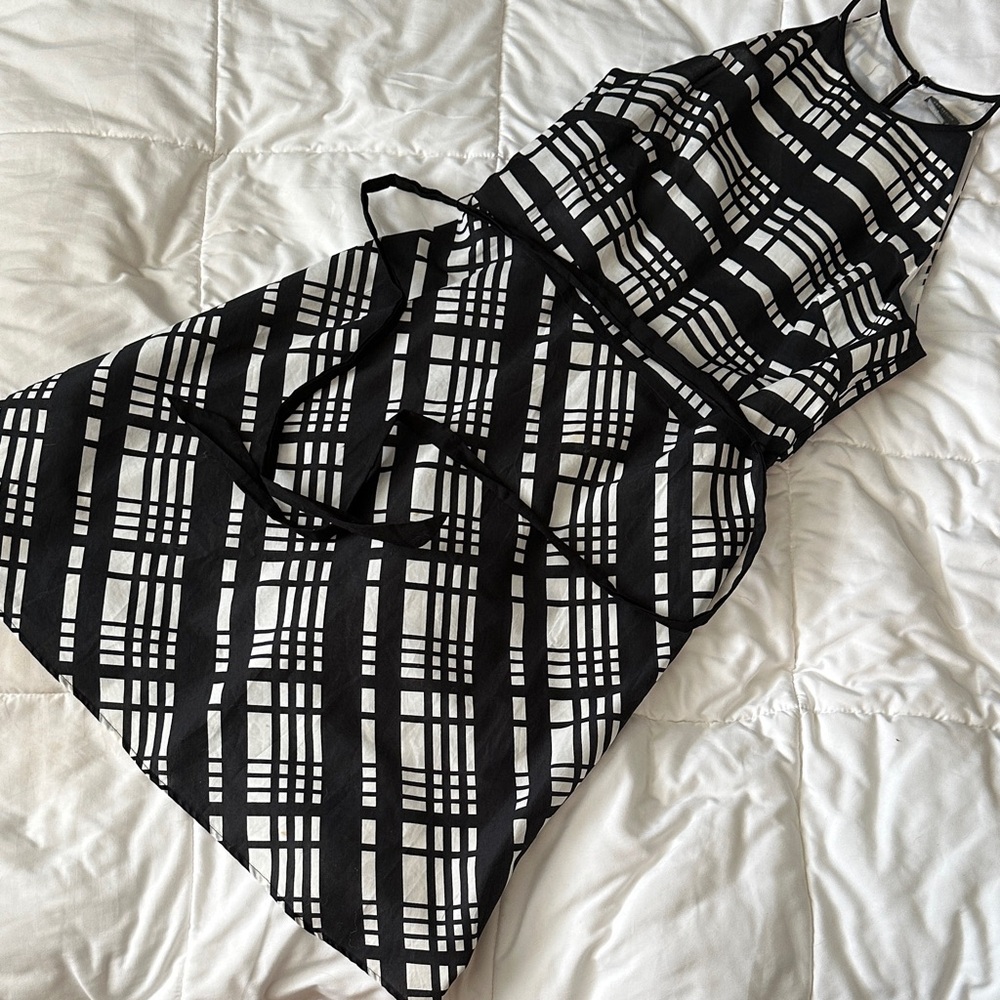 Ann Taylor Black and White Plaid Dress